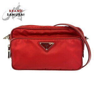Prada Tessuto triangular logo plate red nylon crossbody Shoulder Bag